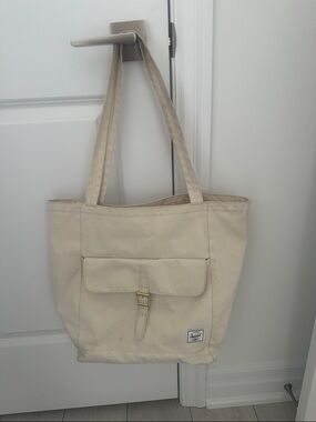 Herschel Supply Company Cream Canvas Tote Bag with Front Pocket